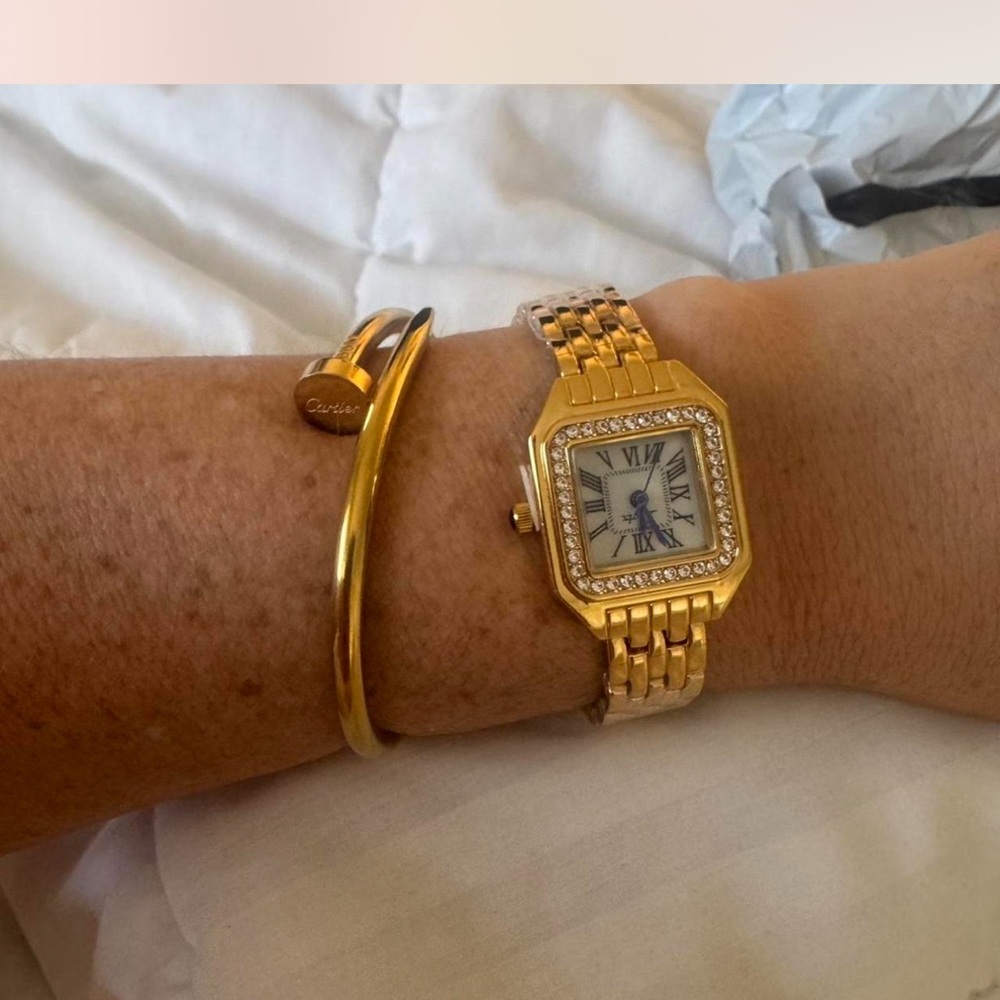 & Other Stories Gold Women's Watch with Crystal Accents